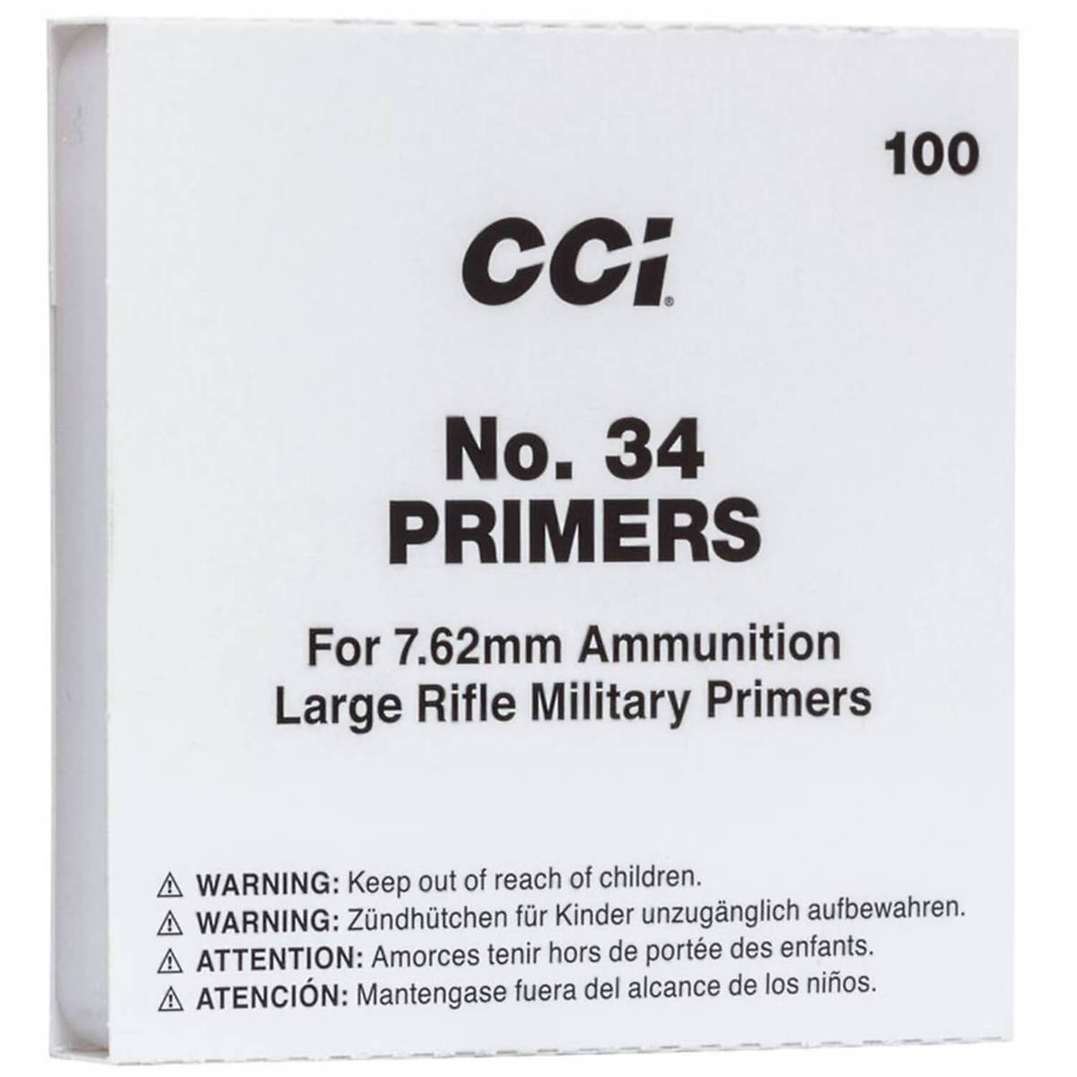 CCI Mil-Spec No. 34 7.62mm Large Rifle Primers - 100 Count - Large Rifle CCI Mil-Spec No. 34 7.62mm Large Rifle Primers - 100 Count - Large Rifle