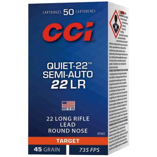 CCI Quiet-22 Semi-Auto 22 Long Rifle 45gr LRN Rimfire Ammo Ammo - 50 Rounds 50 Rounds Ammo