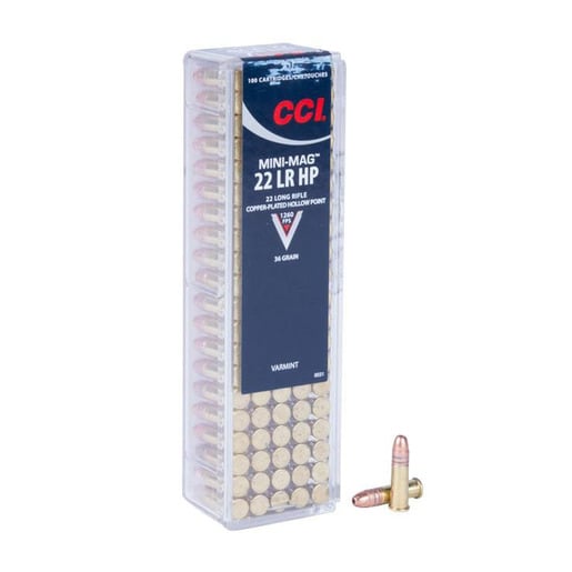 CCI Mini Mag 22 Long Rifle 36gr HP Rimfire Ammo Ammo - 100 Rounds 100 Rounds Ammo