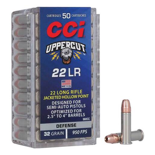 CCI Uppercut 22 Long Rifle 32gr Jacketed Hollow Point Rifle Ammo Ammo - 50 Rounds 50 Rounds Ammo