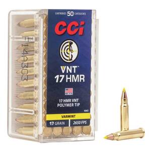CCI VNT 17 HMR 17gr Varmint Tip Rimfire Ammo - 50 Rounds