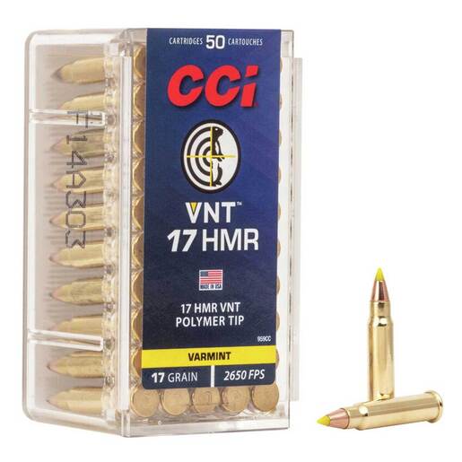 CCI VNT 17 HMR 17gr Varmint Tip Rimfire Ammo – 50 Rounds