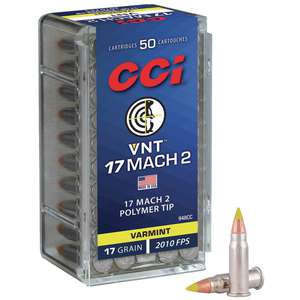 CCI VNT 17 Mach 2 17gr Polymer Tip Rimfire Ammo - 50 Rounds