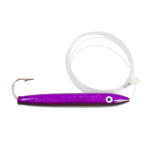 Sea Striker Rigged Cedar Plug Topwater Hard Bait – Black/Purple 10/0