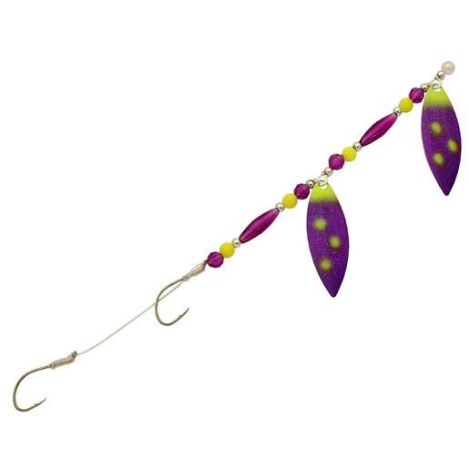 Challenger Lures Three D Worm Tandem Willow Leaf Blades Harness - Nuclear Glow - Challenger Lures