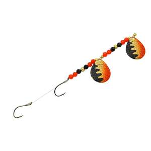 Challenger Lures Three D Worm Tandem Colorado Blades Harness - Hammered Brass With Orange Perch Crystal