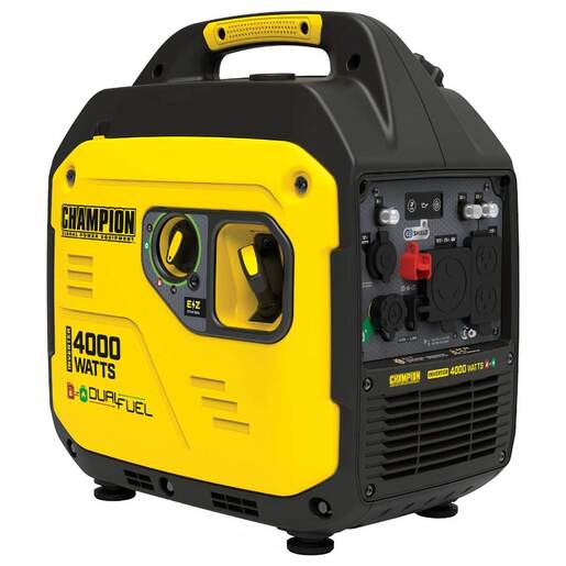 Champion 4000W Dual Fuel Inverter Generator with CO Shield - Yellow - Champion