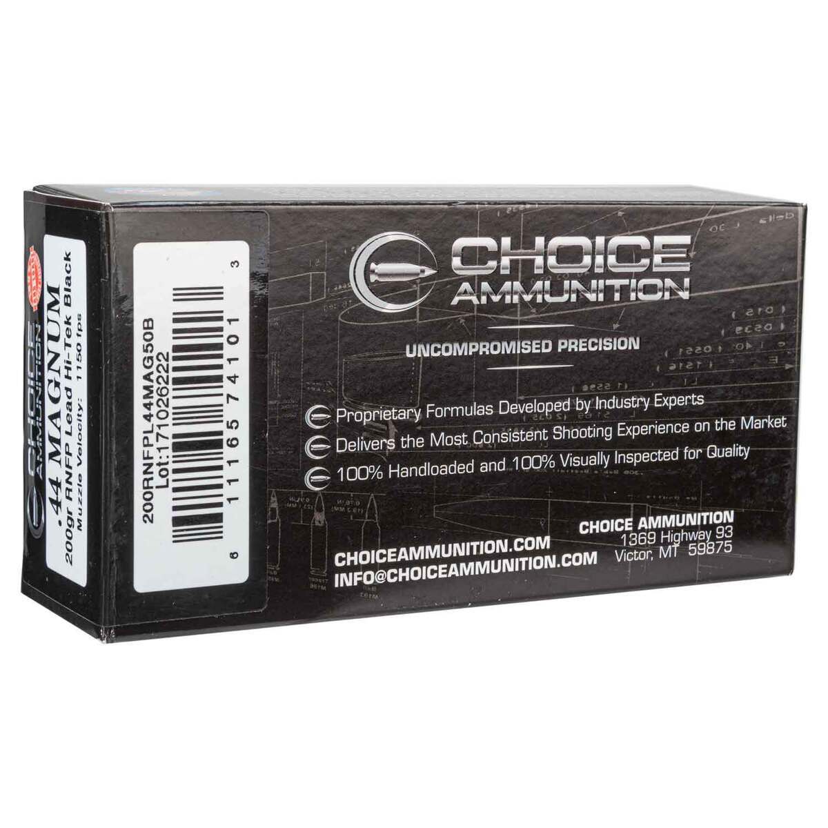 Choice Ammunition Uncompromised Precision 44 Magnum 200gr Handgun Ammo - 50 Rounds Choice Ammunition Uncompromised Precision 44 Magnum 200gr Handgun Ammo - 50 Rounds