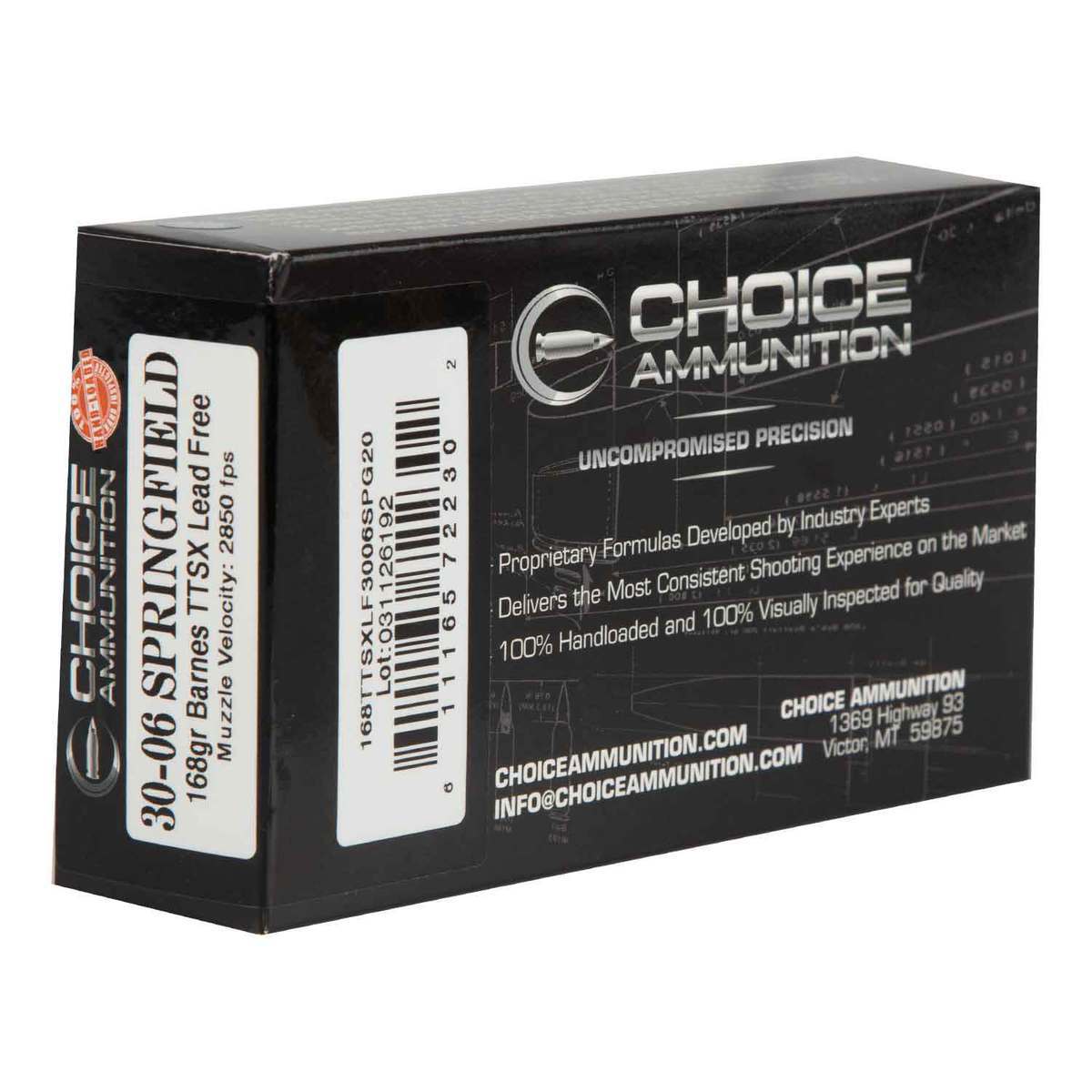 Choice Ammunition 30-06 Springfield 168gr Barnes TTSX Rifle Ammo - 20 Rounds Choice Ammunition 30-06 Springfield 168gr Barnes TTSX Rifle Ammo - 20 Rounds