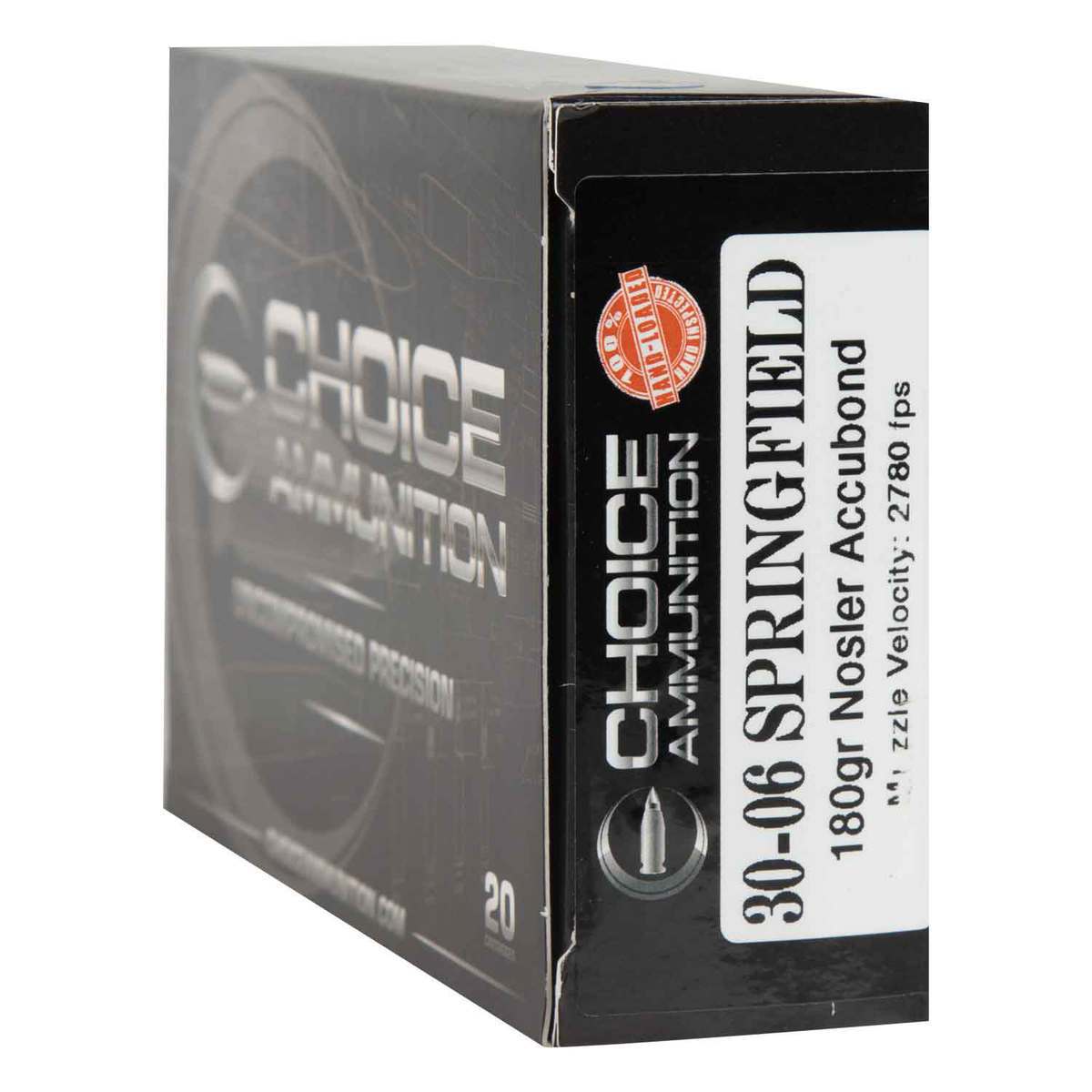 Choice Ammunition 30-06 Springfield 180gr Nosler Accubond Rifle Ammo - 20 Rounds Choice Ammunition 30-06 Springfield 180gr Nosler Accubond Rifle Ammo - 20 Rounds