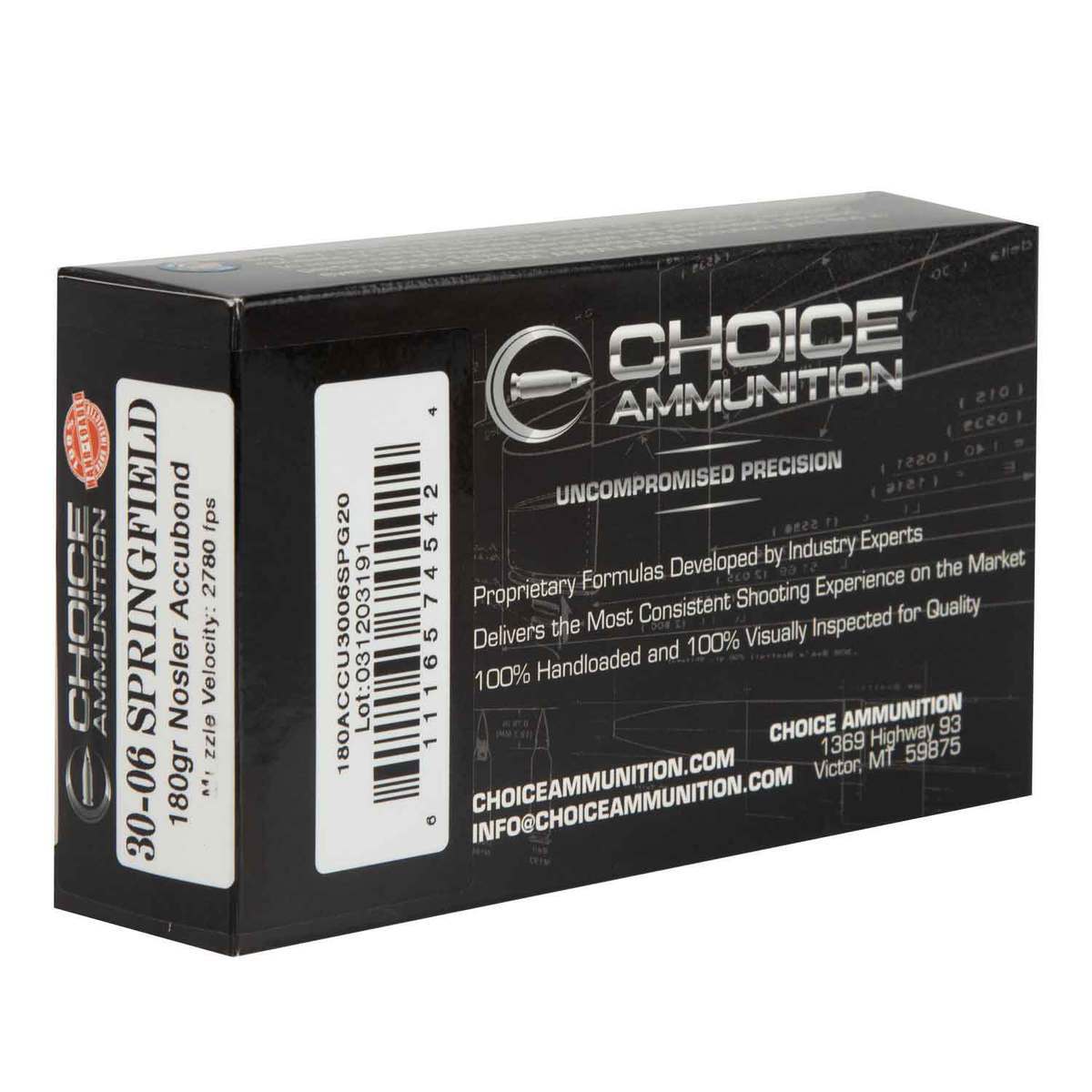 Choice Ammunition 30-06 Springfield 180gr Nosler Accubond Rifle Ammo - 20 Rounds Choice Ammunition 30-06 Springfield 180gr Nosler Accubond Rifle Ammo - 20 Rounds