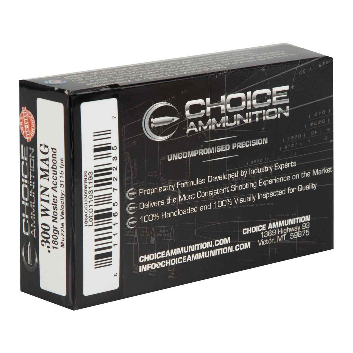 Choice Ammunition 300 Winchester Magnum 180gr Nosler Accubond Rifle Ammo - 20 Rounds Choice Ammunition 300 Winchester Magnum 180gr Nosler Accubond Rifle Ammo - 20 Rounds