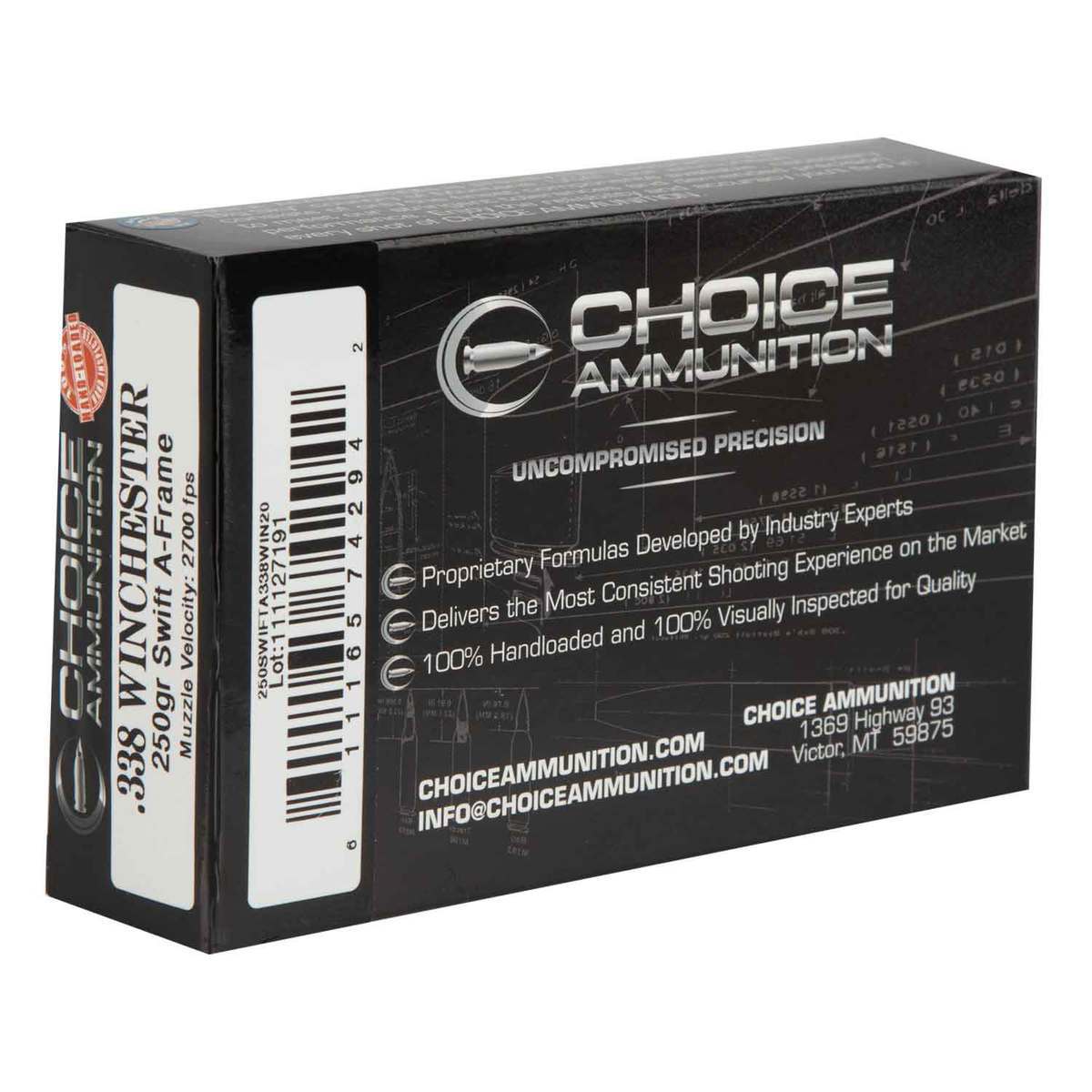 Choice Ammunition 338 Winchester Magnum 250gr Swift A-Frame Rifle Ammo - 20 Rounds Choice Ammunition 338 Winchester Magnum 250gr Swift A-Frame Rifle Ammo - 20 Rounds