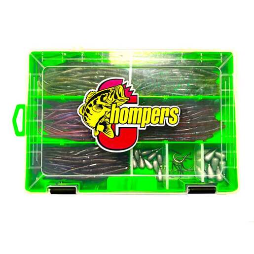 Chompers 132 Piece Drop Shot Worm Kit – Green