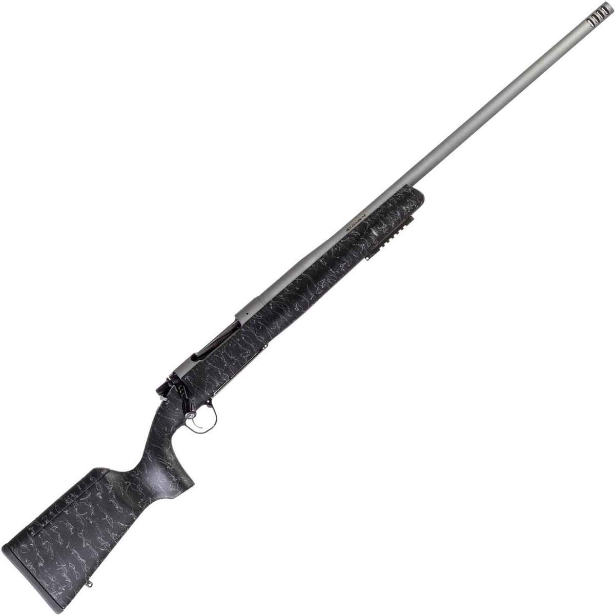 Christensen Arms Mesa Long Range Tungsten Cerakote Bolt Action Rifle - 300 PRC - Black with Gray Webbing Christensen Arms Mesa Long Range Tungsten Cerakote Bolt Action Rifle - 300 PRC - Black with Gray Webbing