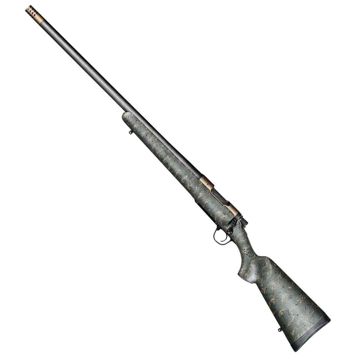 Christensen Arms Ridgeline Burnt Bronze Cerakote Left Hand Bolt Action Rifle - 28 Nosler - 26in - Green with Black and Tan webbing Christensen Arms Ridgeline Burnt Bronze Cerakote Left Hand Bolt Action Rifle - 28 Nosler - 26in - Green with Black and Tan webbing
