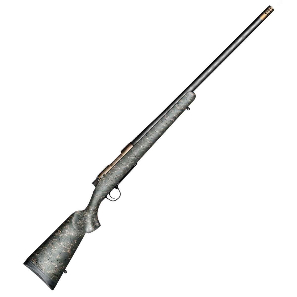 Christensen Arms Ridgeline Burnt Bronze Cerakote Left Hand Bolt Action Rifle - 28 Nosler - 26in - Green with Black and Tan webbing Christensen Arms Ridgeline Burnt Bronze Cerakote Left Hand Bolt Action Rifle - 28 Nosler - 26in - Green with Black and Tan webbing