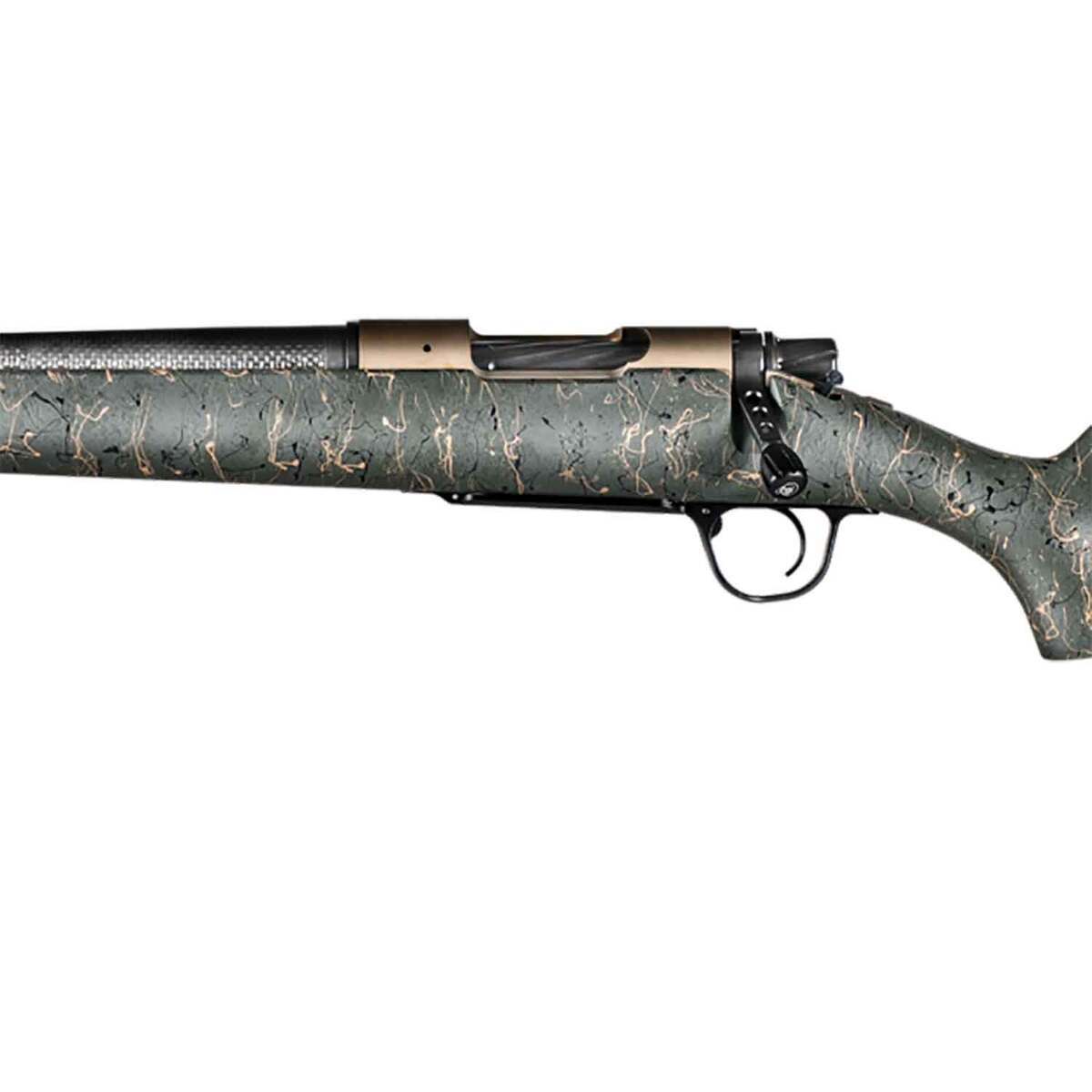 Christensen Arms Ridgeline Burnt Bronze Cerakote Left Hand Bolt Action Rifle - 28 Nosler - 26in - Green with Black and Tan webbing Christensen Arms Ridgeline Burnt Bronze Cerakote Left Hand Bolt Action Rifle - 28 Nosler - 26in - Green with Black and Tan webbing
