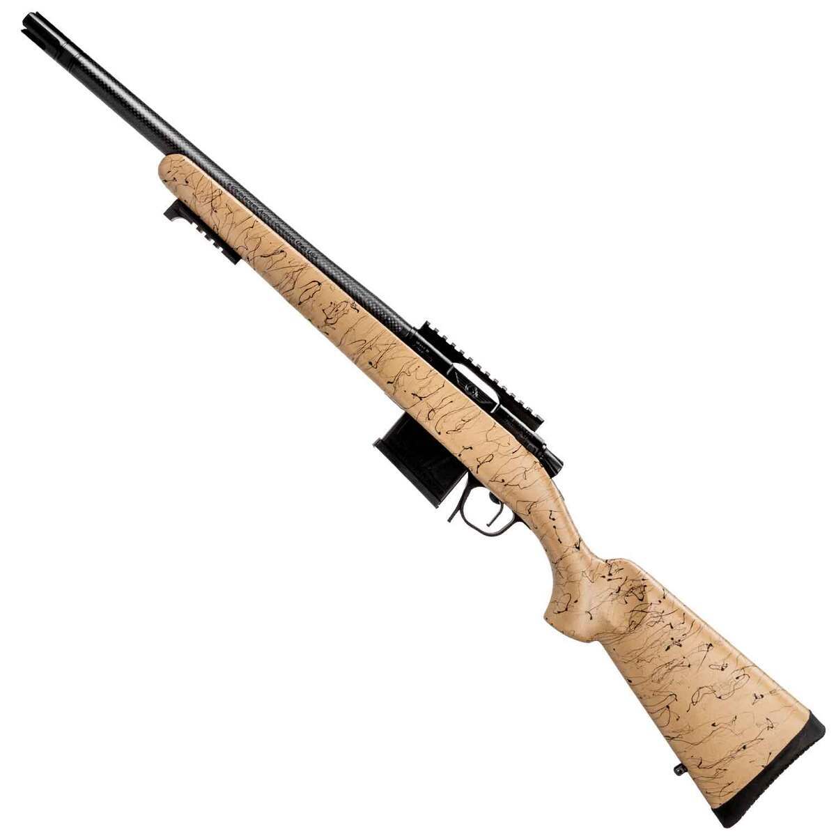 Christensen Arms Ridgeline Scout Black Nitride Bolt Action Rifle - 6.5 Creedmoor - 16in - Tan Stock with Black Webbing Christensen Arms Ridgeline Scout Black Nitride Bolt Action Rifle - 6.5 Creedmoor - 16in - Tan Stock with Black Webbing