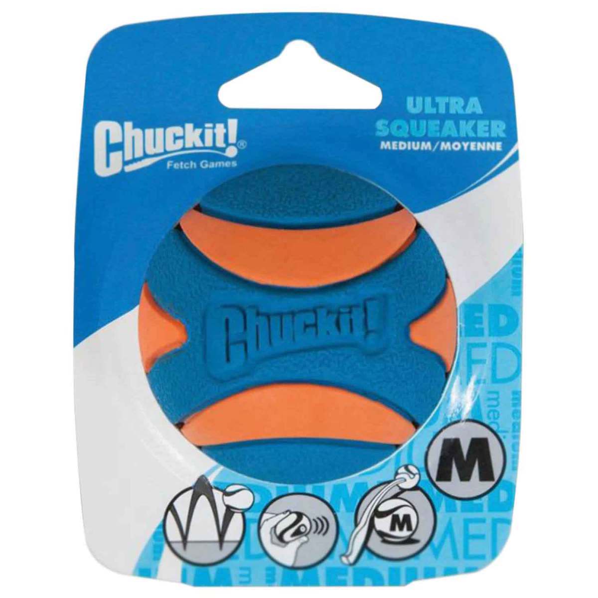 Chuckit Ultra Squeaker Medium Ball - Orange/Blue - Blue Chuckit Ultra Squeaker Medium Ball - Orange/Blue - Blue