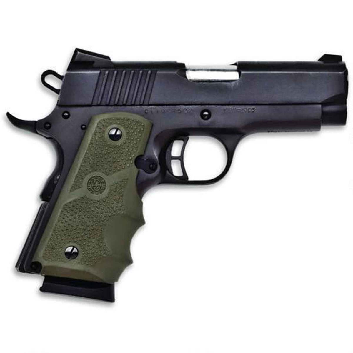 Citadel M-1911 Officer w/Green Hogue OverMolded Grips 45 Auto (ACP) 3.5in Black Pistol - 7+1 Rounds Citadel M-1911 Officer w/Green Hogue OverMolded Grips 45 Auto (ACP) 3.5in Black Pistol - 7+1 Rounds