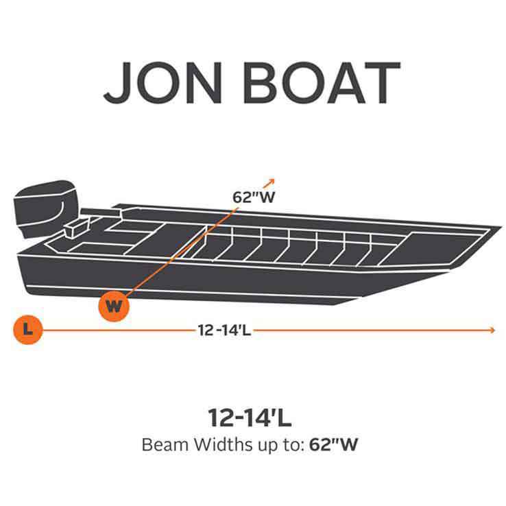 Classic Accessories Jon Boat Cover - Fits 14ft Jon Boats with beam width to 62in Classic Accessories Jon Boat Cover - Fits 14ft Jon Boats with beam width to 62in