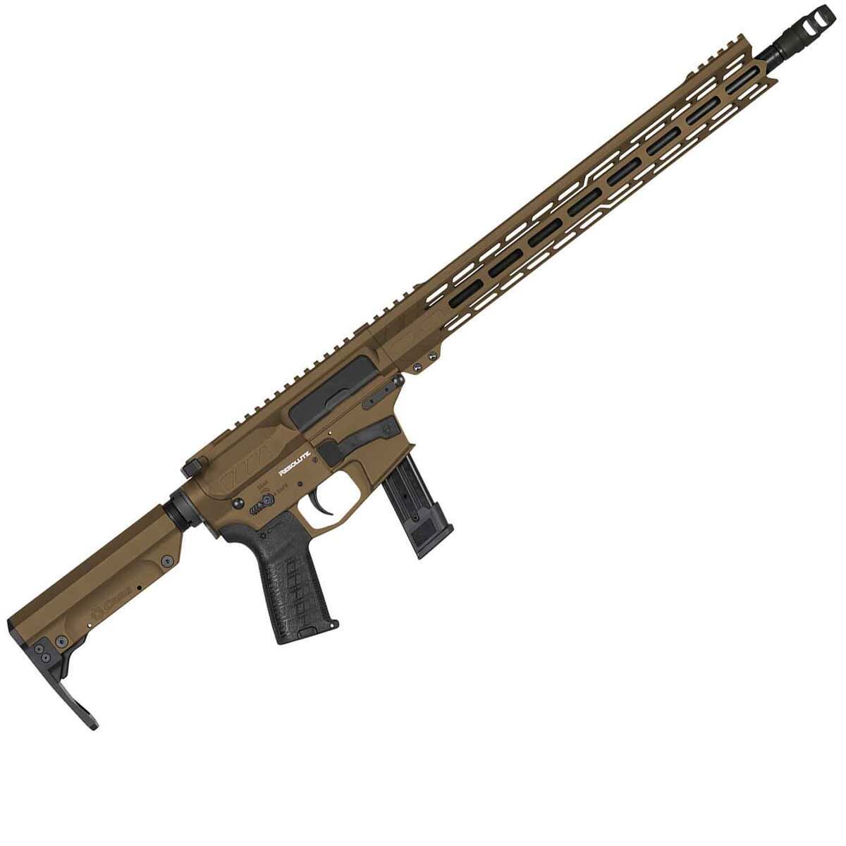 CMMG Resolute 9mm Luger 16.1in Midnight Bronze Cerakote Semi Automatic Modern Sporting Rifle - 21+1 Rounds - Tan CMMG Resolute 9mm Luger 16.1in Midnight Bronze Cerakote Semi Automatic Modern Sporting Rifle - 21+1 Rounds - Tan