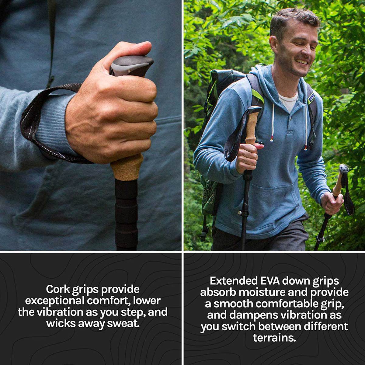 Cascade Mountain Aluminum Quick Lock Trekking Pole with Cork Grip - Light Blue Cascade Mountain Aluminum Quick Lock Trekking Pole with Cork Grip - Light Blue