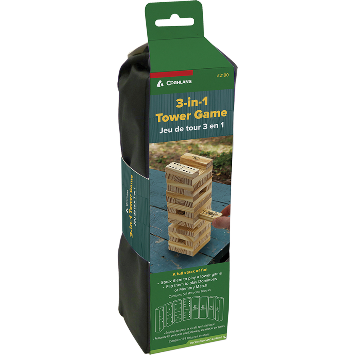 Coghlan's 3-IN-1 Tower Game - Wood 2.5in x 2.5in x 9in Coghlan's 3-IN-1 Tower Game - Wood 2.5in x 2.5in x 9in
