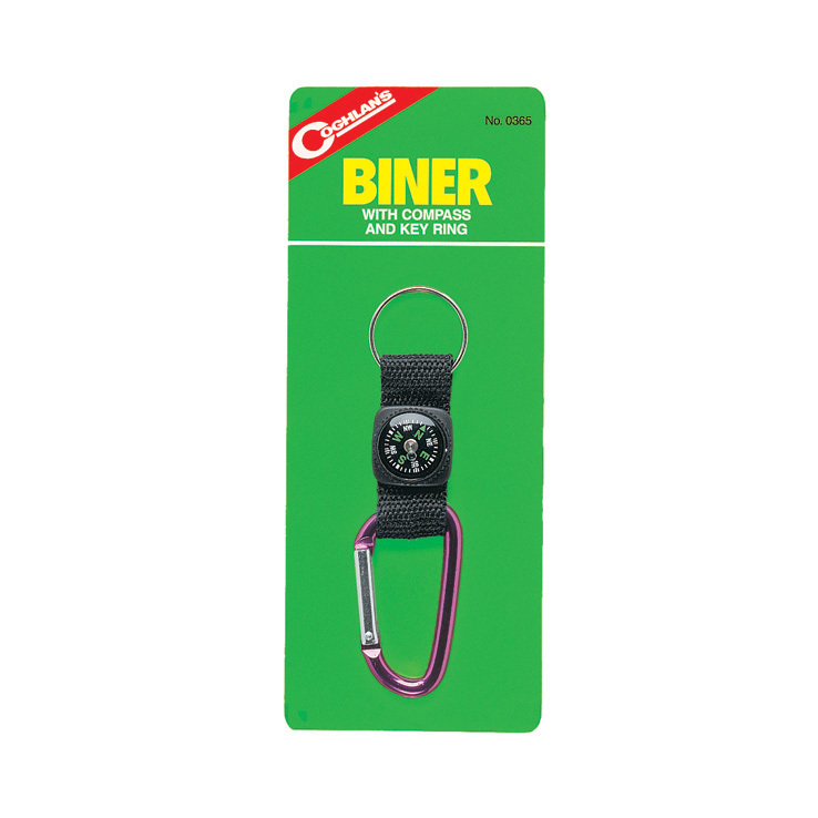 Coghlan's Biner w/Compass & Key Ring - Black Coghlan's Biner w/Compass & Key Ring - Black