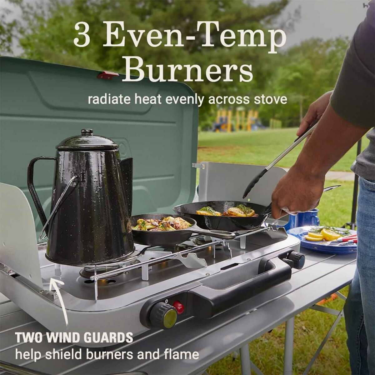 Coleman Cascade 328 3-Burner Camping Stove - Green - Green Coleman Cascade 328 3-Burner Camping Stove - Green - Green