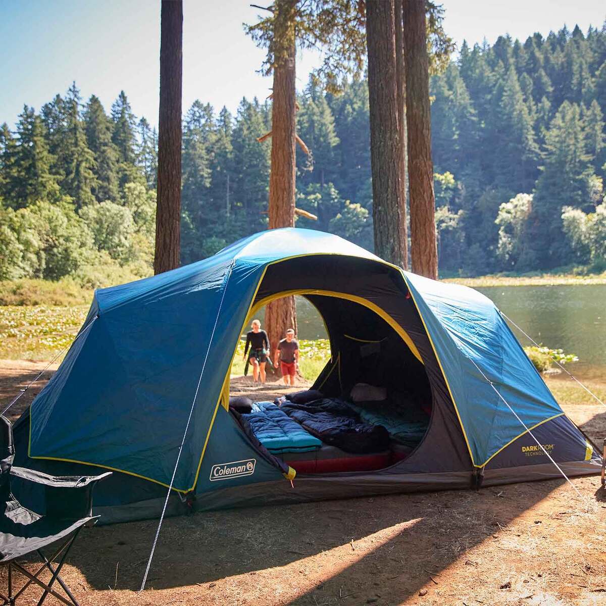 Coleman Skydome 10-Person Camping Tent with Dark Room - Blue - Blue Coleman Skydome 10-Person Camping Tent with Dark Room - Blue - Blue