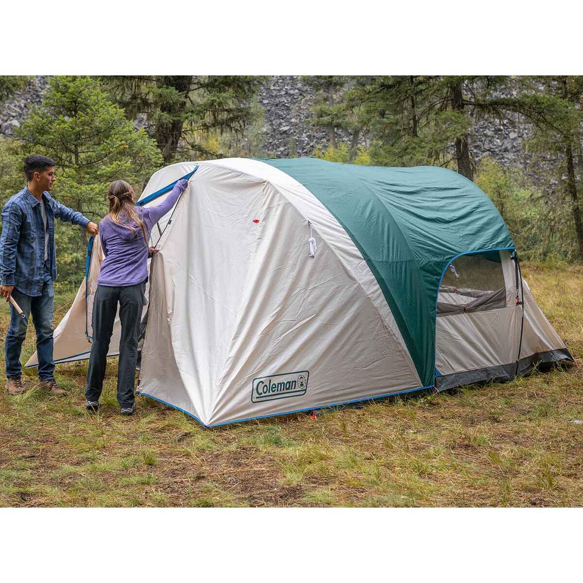Coleman 4-Person Cabin Tent with Weatherproof Screened Porch Camping Tent - Evergreen - Evergreen Coleman 4-Person Cabin Tent with Weatherproof Screened Porch Camping Tent - Evergreen - Evergreen