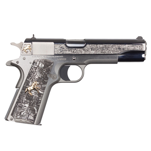 Colt Aztec Jaguar 38 Super Auto 5in Engraved Stainless Handgun - 9+1 Rounds - Colt