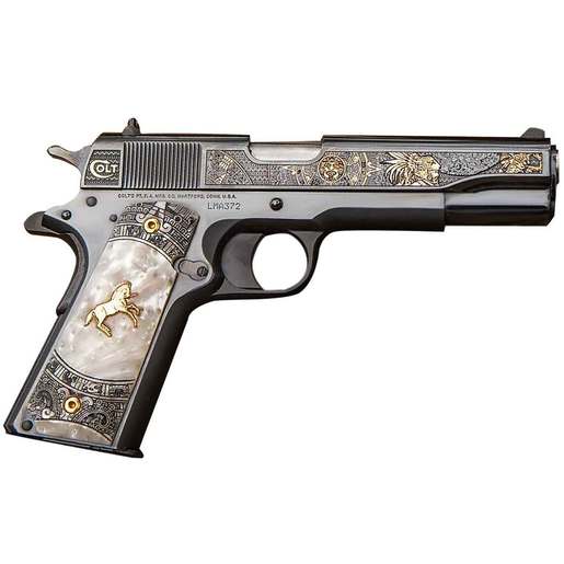 Colt Aztec Jaguar Knight 38 Super Auto 5in Blued/Engraved Pistol - 9+1 Rounds - Black - Colt