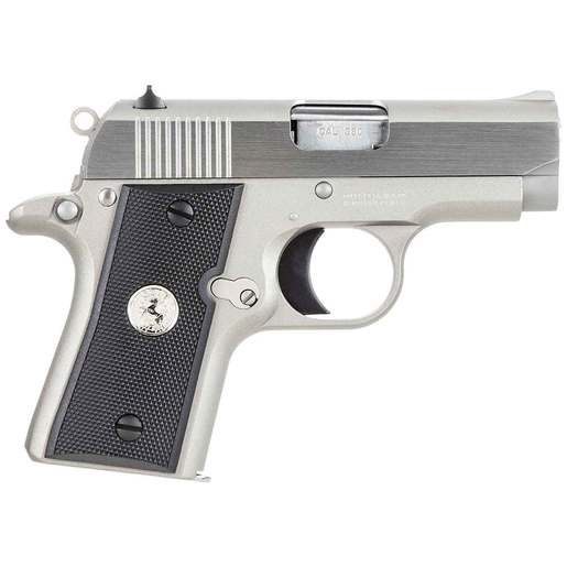 Colt Mustang 380 Auto (ACP) 2.75in Brushed Stainless with Checkered Grip Pistol - 6+1 Rounds - Gray image