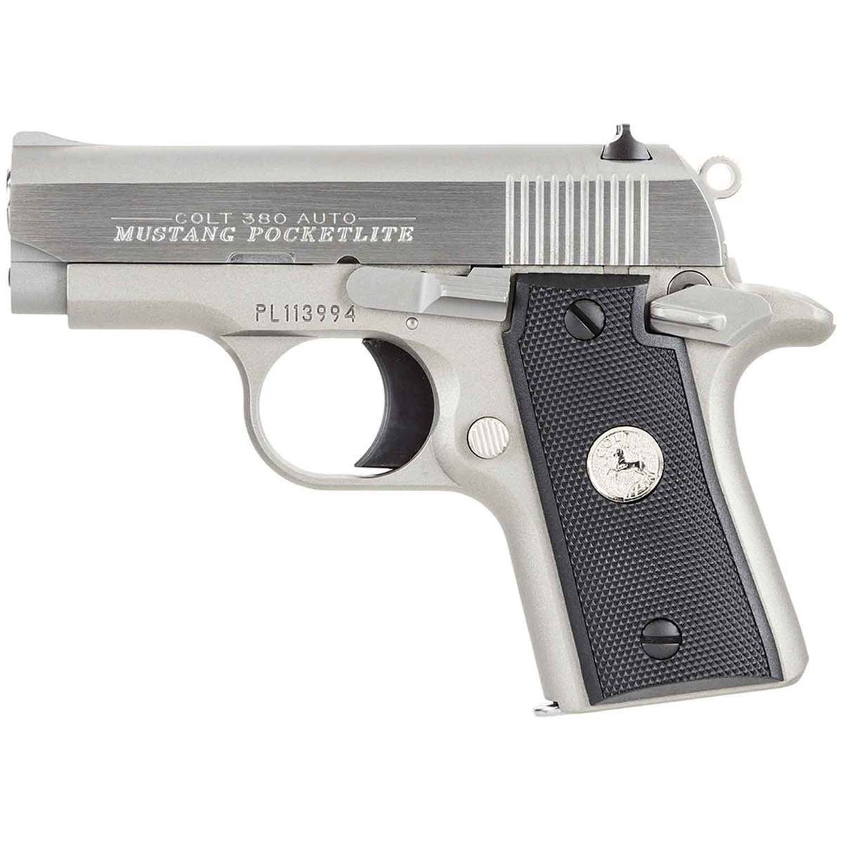 Colt Mustang 380 Auto (ACP) 2.75in Brushed Stainless Pistol - 6+1 Rounds Colt Mustang 380 Auto (ACP) 2.75in Brushed Stainless Pistol - 6+1 Rounds