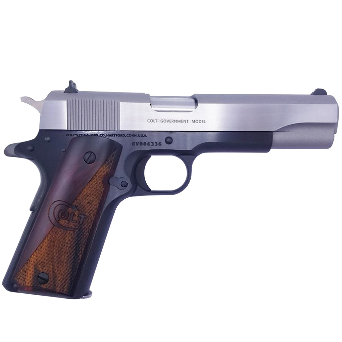 Colt Series 70 Government 38 Super Auto 5in Stainless Black Pistol 9 1 Rounds Sportsman S Warehouse
