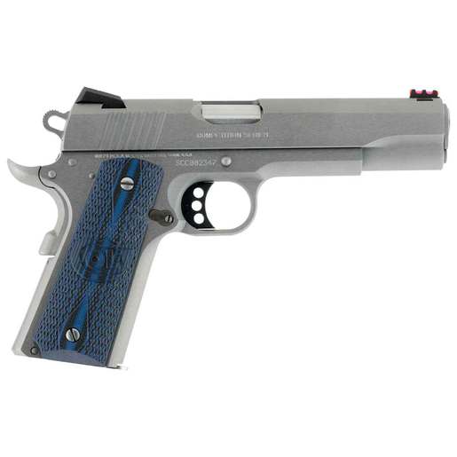 Colt 1911 Government Competition 45 Auto (ACP) 5in Stainless Steel with G10 Blue & Black Grips Pistol - 8+1 Rounds - Blue image