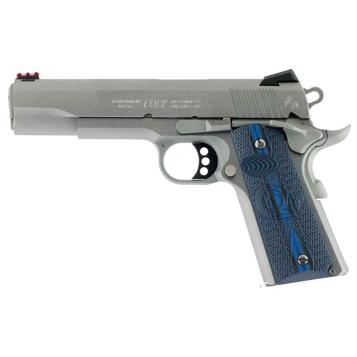 Colt 1911 Government Competition 45 Auto (ACP) 5in Stainless Steel w/ G10 Blue & Black Grips Pistol - 8+1 Rounds - Blue Colt 1911 Government Competition 45 Auto (ACP) 5in Stainless Steel w/ G10 Blue & Black Grips Pistol - 8+1 Rounds - Blue