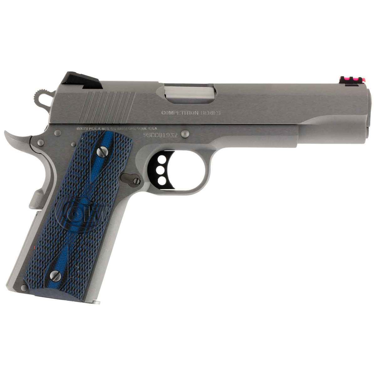 Colt 1911 Government Competition 9mm Luger 5in Stainless Steel w/ G10 Blue & Black Grips Pistol - 9+1 Rounds Colt 1911 Government Competition 9mm Luger 5in Stainless Steel w/ G10 Blue & Black Grips Pistol - 9+1 Rounds