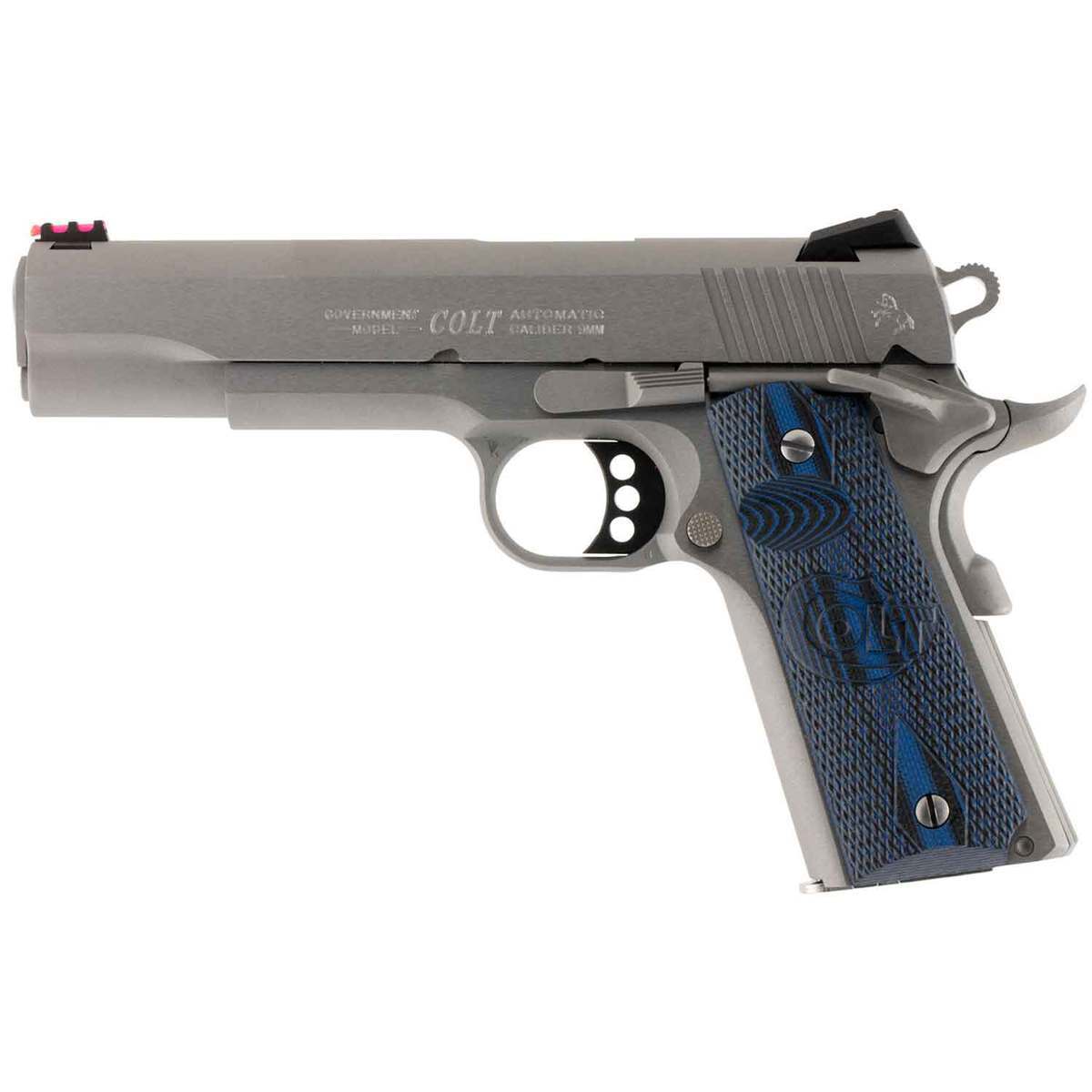 Colt 1911 Government Competition 38 Super Auto 5in Stainless Steel w/ G10 Blue & Black Grips Pistol - 9+1 Rounds Colt 1911 Government Competition 38 Super Auto 5in Stainless Steel w/ G10 Blue & Black Grips Pistol - 9+1 Rounds