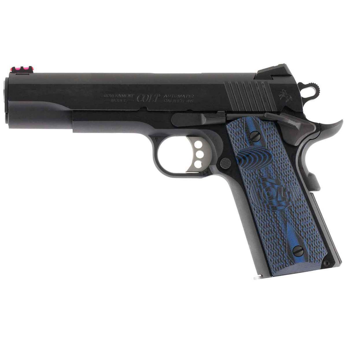 Colt Mfg 1911 Government Competition 45 Auto (ACP) 5in Blued w/ Blue Grips Pistol - 8+1 Rounds - Blue Colt Mfg 1911 Government Competition 45 Auto (ACP) 5in Blued w/ Blue Grips Pistol - 8+1 Rounds - Blue