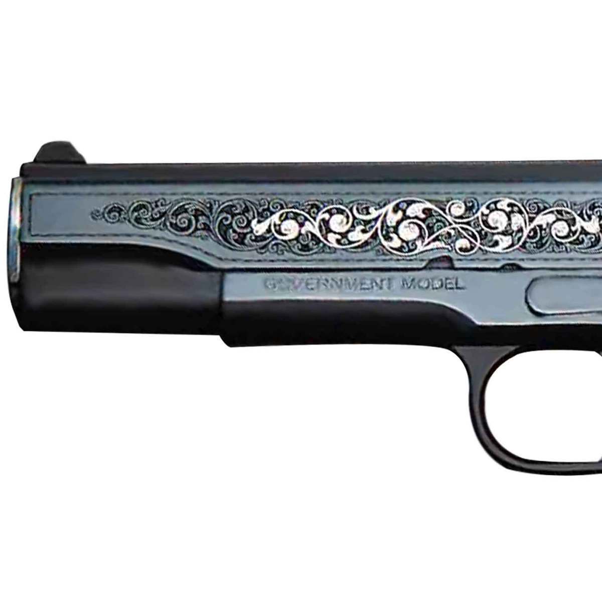 Colt Series 70 Gustave Young 45 Auto (ACP) 5in Black/Rosewood Engraved Pistol - 8+1 Rounds - Black/Silver/Wood Colt Series 70 Gustave Young 45 Auto (ACP) 5in Black/Rosewood Engraved Pistol - 8+1 Rounds - Black/Silver/Wood