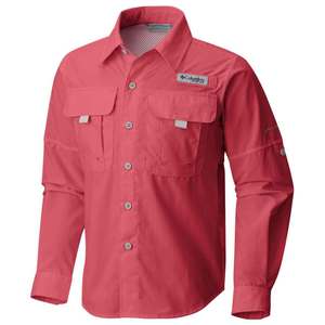 Columbia Boys' PFG Bahama Long Sleeve Shirt - Red - XL