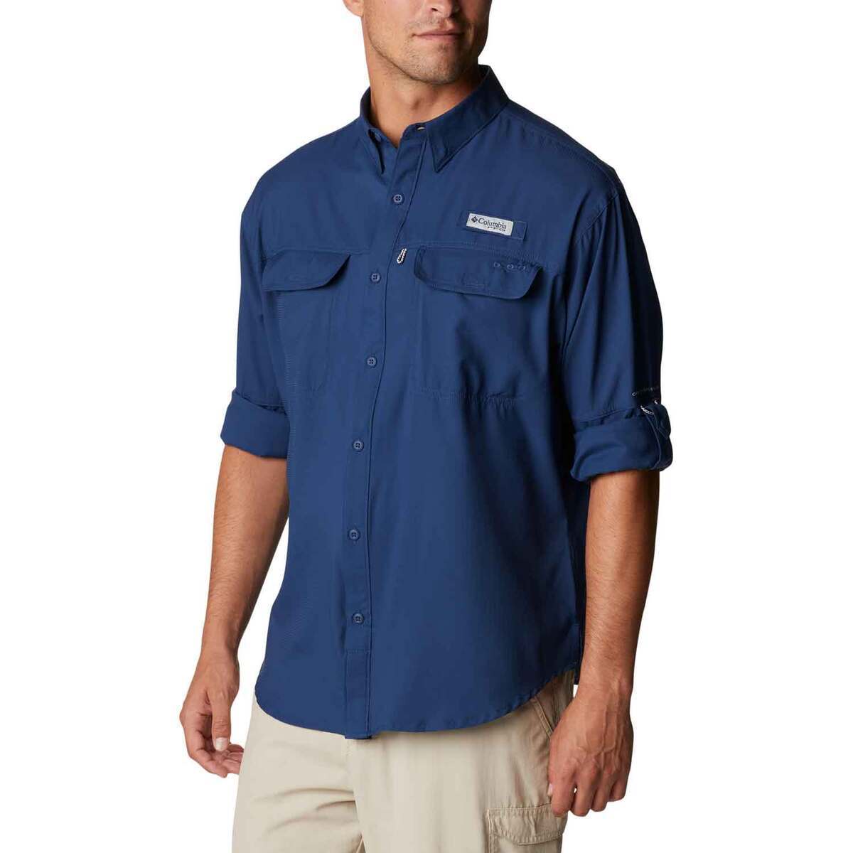 Columbia Men's PFG Skiff Guide Woven Long Sleeve Fishing Shirt - Carbon ...