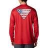 Columbia Men's PFG Terminal Tackle Country Triangle Long Sleeve Shirt - Red Spark - XL - Red Spark XL