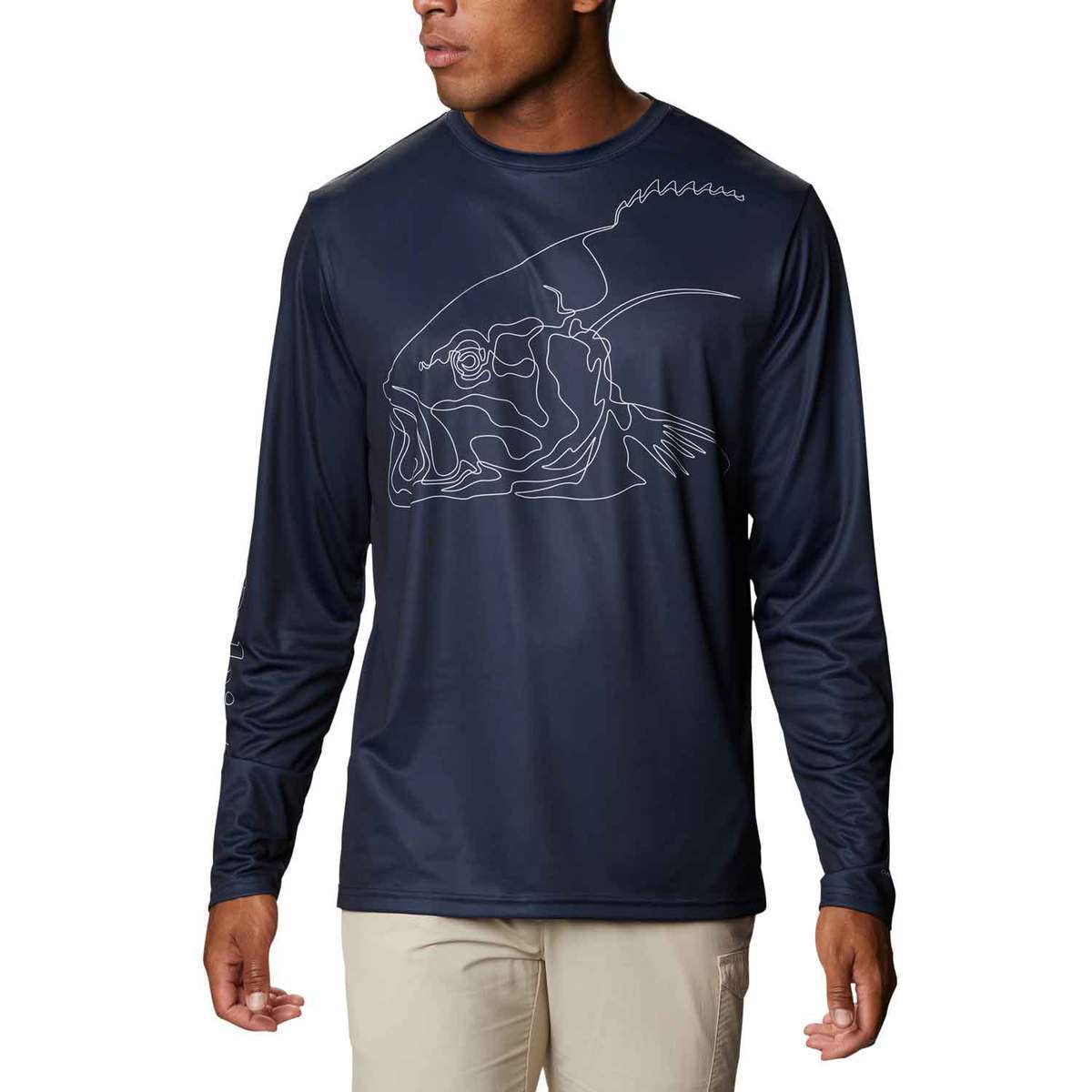 Columbia Men's PFG Terminal Tackle Running Line Long Sleeve Shirt -  Collegiate Navy - L