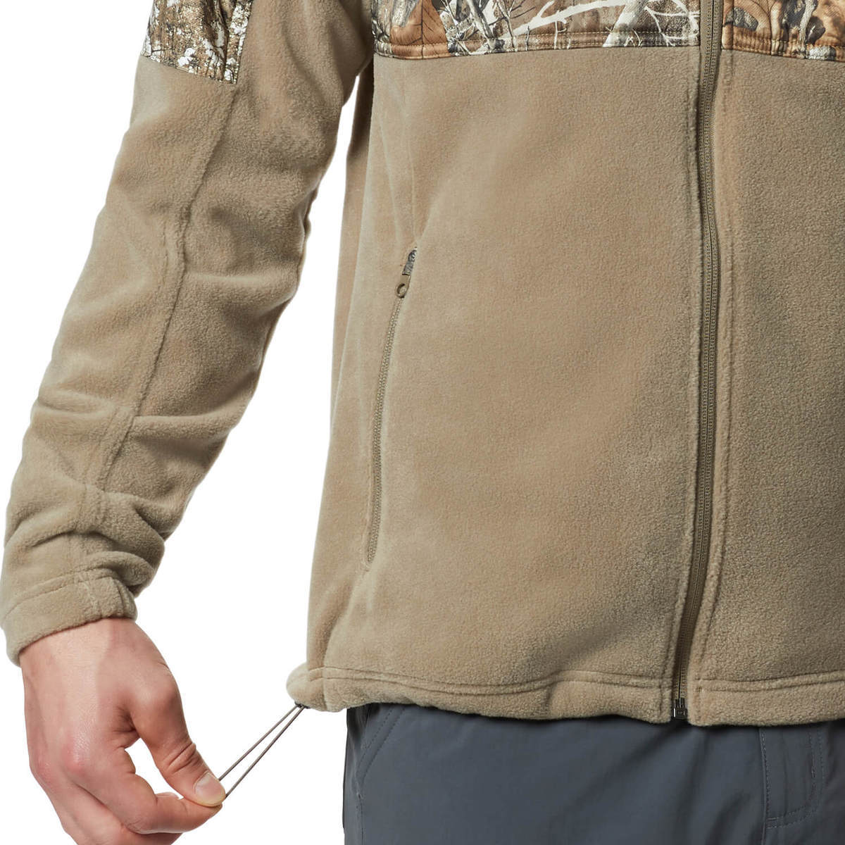 Columbia Men's PHG Fleece Camo Overlay Casual Jacket - Flax - L - Flax L Columbia Men's PHG Fleece Camo Overlay Casual Jacket - Flax - L - Flax L