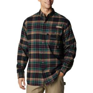 Columbia Men's PHG Sharptail Flannel Long Sleeve Shirt - Black Plaid - M